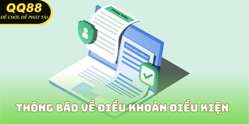 Giao diện chính với thông báo về điều khoản và điều kiện